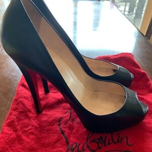 Christian Louboutin Black Peep Toe Pumps